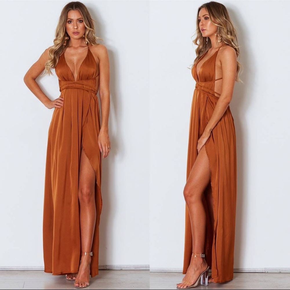 White Fox Akela Maxi Dress - Rust - Size M